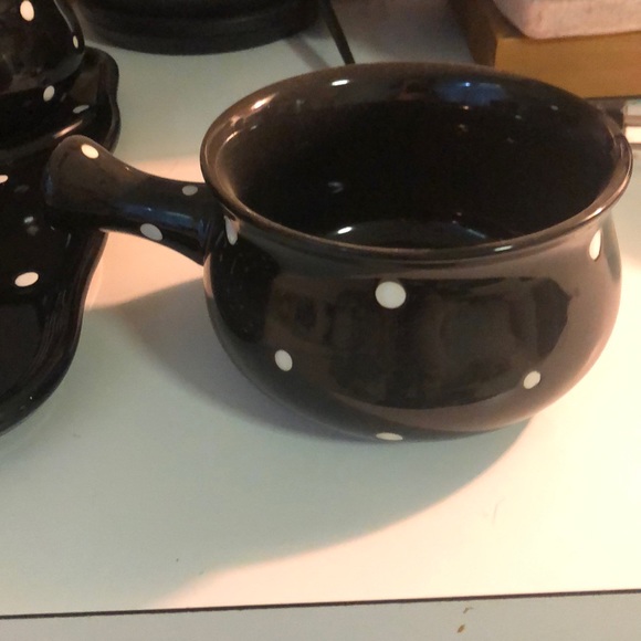Brand New 2 Black & White Polka Dotted Soup Bowls - Picture 3 of 8